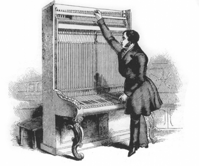 (Abb. 5) Klavierstimmer (aus dem Penny Magazine 1842)