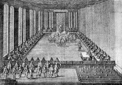 Sitzung des Immerwährenden Reichstags in Regensburg im Jahr 1640, Stich aus Matthäus Merian, Theatrum Europaeum