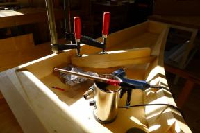 Einleimen der Streben .