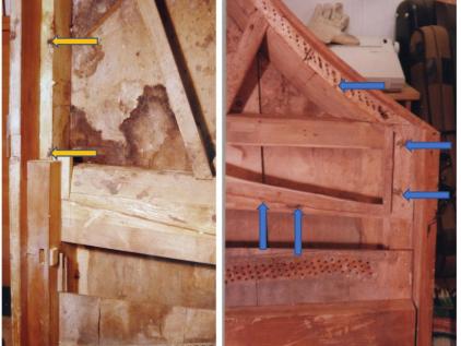 Weitere Spuren von Rippen aus Bauphase 1 im Bass- und im Diskantbereich