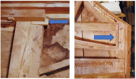 Auflageklötzchen für den durchgehenden Resonanzboden der Bauphase 2