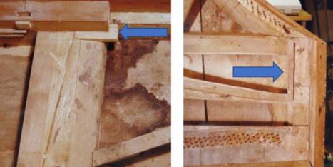 Auflageklötzchen für den durchgehenden Resonanzboden der Bauphase 2