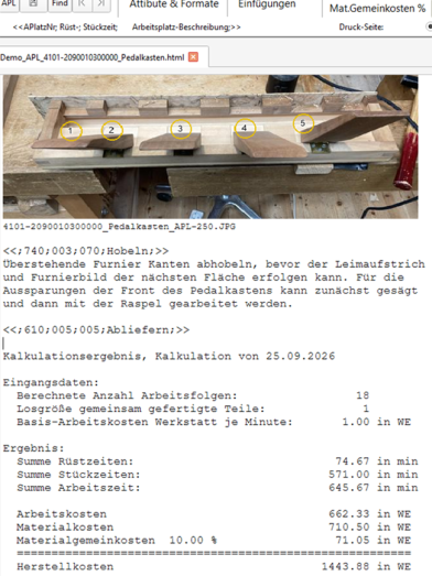 Herstellkostenermittlung aus Arbeitsplanung