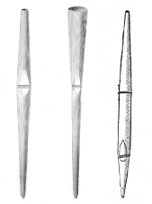 v. l. n. r.: Spitzflöte und labialer Dolzian (aus Dom Bedos: L'Art du Facteur d'orgues), Spillflöte (aus Praetorius: Syntagma Musicum II)