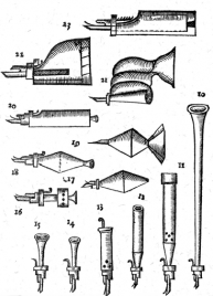 Kurzbechrige Zungenstimmen des frühen 17. Jhds. (Michael Praetorius, Syntagma Musicum II 1619)