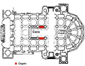 Malaga, Catedral, Evangelienorgel und Epistelorgel (III/P, 61 Register)