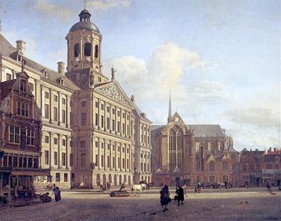 Jan van der Heyden, The Cathedral and New City Hall in Amsterdam (1688), Louvre, Paris