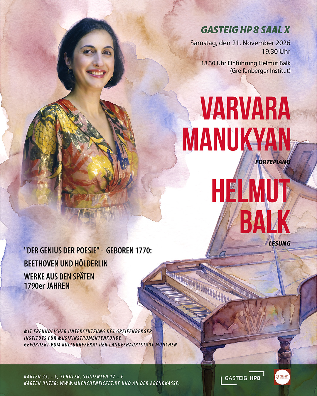 Konzert und Lesung Gasteig Varvara Manukyan udn Helmut Balk