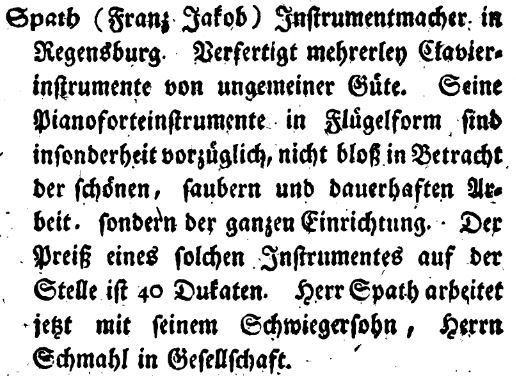 "Musikalischer Almanach für Deutschland auf das Jahr 1782", Nikolaus Forkel Aus dem Kapitel: "Verzeichnis der besten Instrumentenmacher in Deutschland"