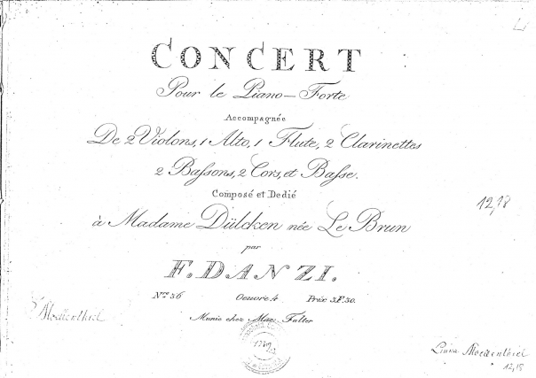 Klavierkonzert für seine Nichte von Franz Danzi, op. 4